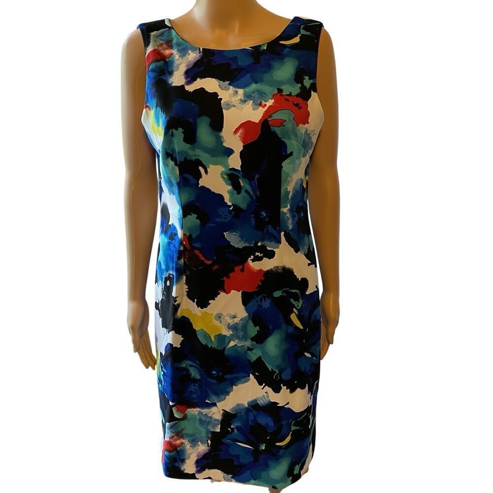 Mario Serrani Italy Sheath Dress Women 8 Sleeveless Career Office Colorful Zip